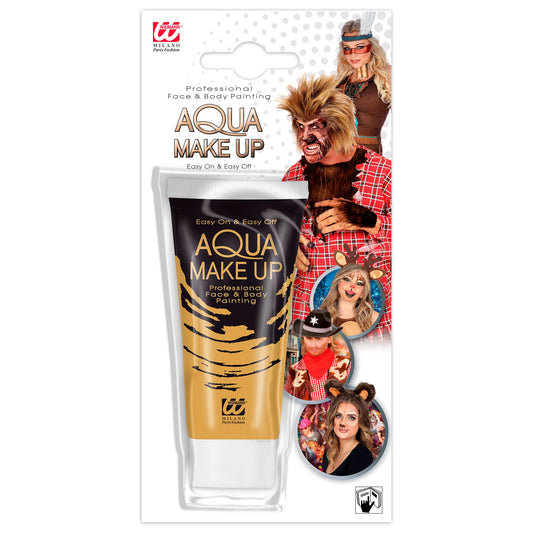 "DUNKELBEIGES AQUA MAKE UP IN TUBE" 30 mL – Vorderansicht
