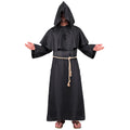 "DUNKLER MÖNCH" (Robe, Kapuze, Gürtel, Kreuzkette) – Vorderansicht