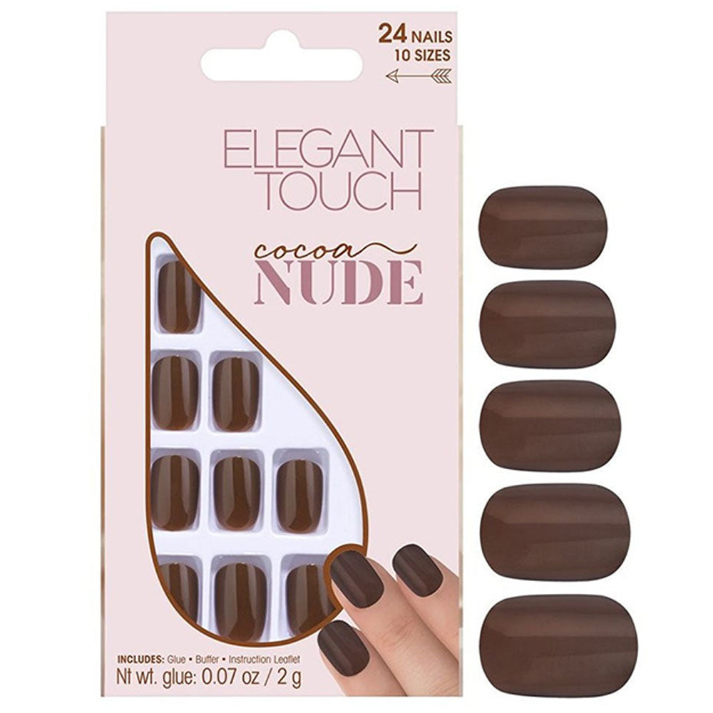Elegant Touch Setzen, Elegant Touch, Nude, Squoval, Künstliche Nägel, Kakao, 24 stk Regular