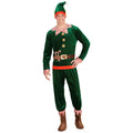 "ELF - SANTAS KLEINER HELFER" (Oberteil, Hose, Schuhüberzieher, Mütze mit Ohren) – Vorderansicht