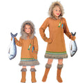 "ESKIMO" (Kleid mit Kapuze, Handschuhe, Stiefelüberzieher) – Vorderansicht