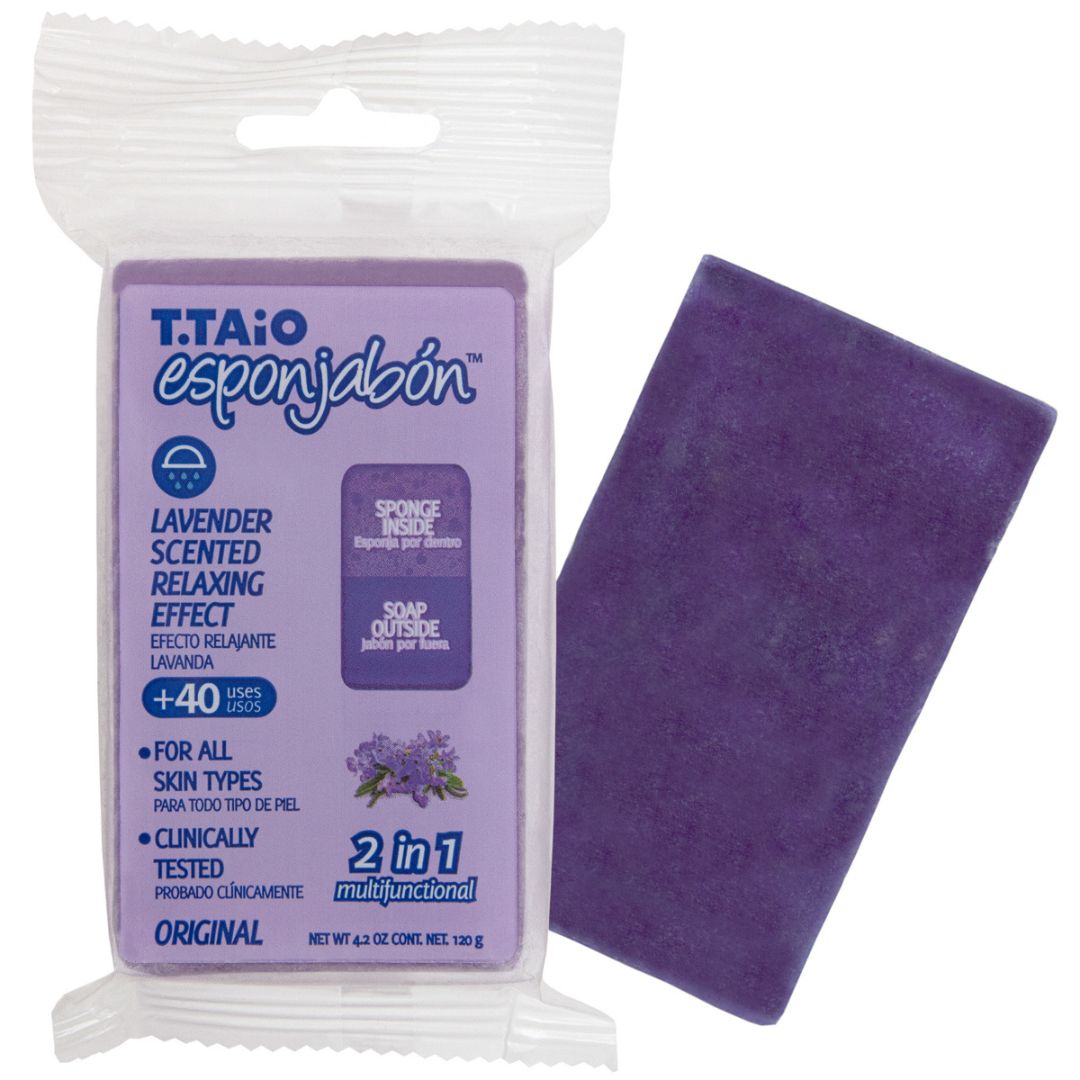 Esponjabon, Esponjabon, Lavendel, Entspannend, Seife und Schwamm 2-in-1, Für das Gesicht, 120 g