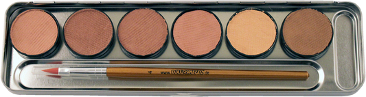 Eulenspiegel Aqua Schminke Metallpalette – 6 Hauttöne mit Pro Pinsel - Fasnacht24.ch