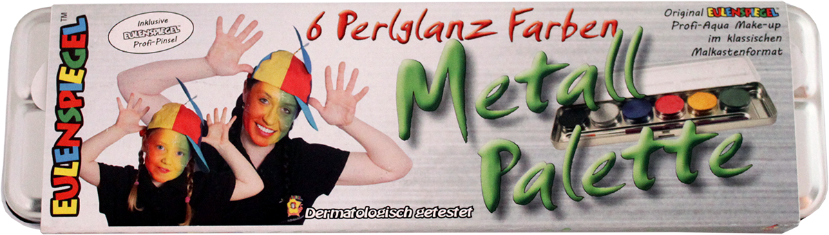 Eulenspiegel Perlglanz Schmink Palette – 6 Farben mit Profi Pinsel - Fasnacht24.ch