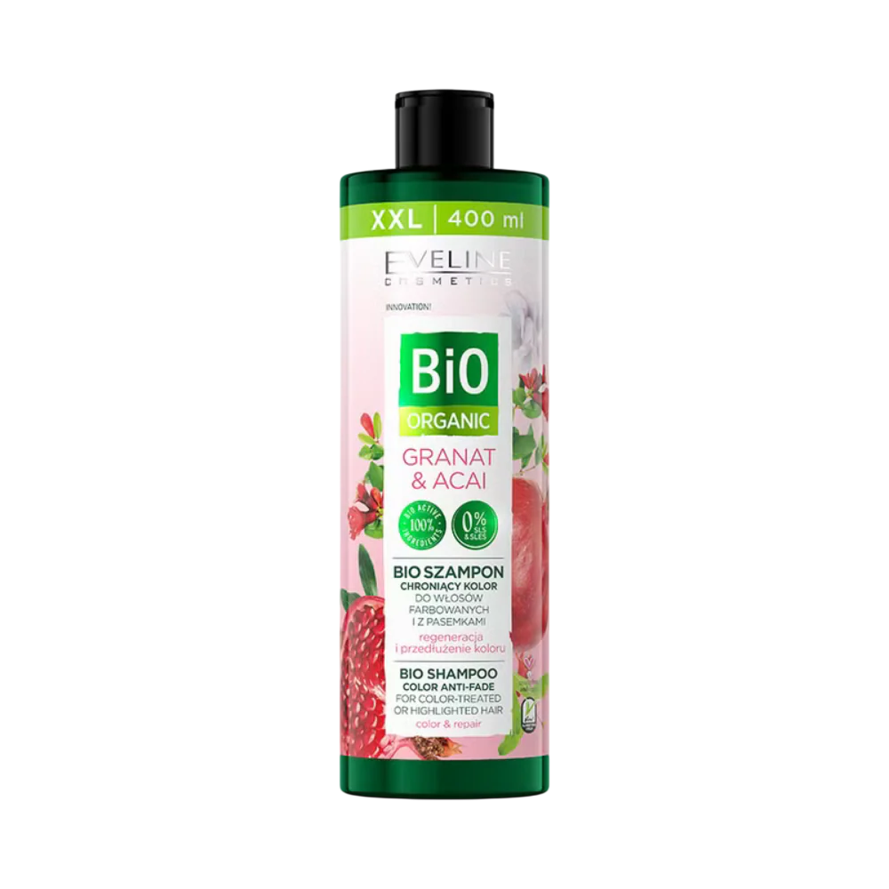 Eveline Cosmetics, Bio Organic, Granat & Acai, Haarshampoo, Farbschutz, 400 ml *Tester