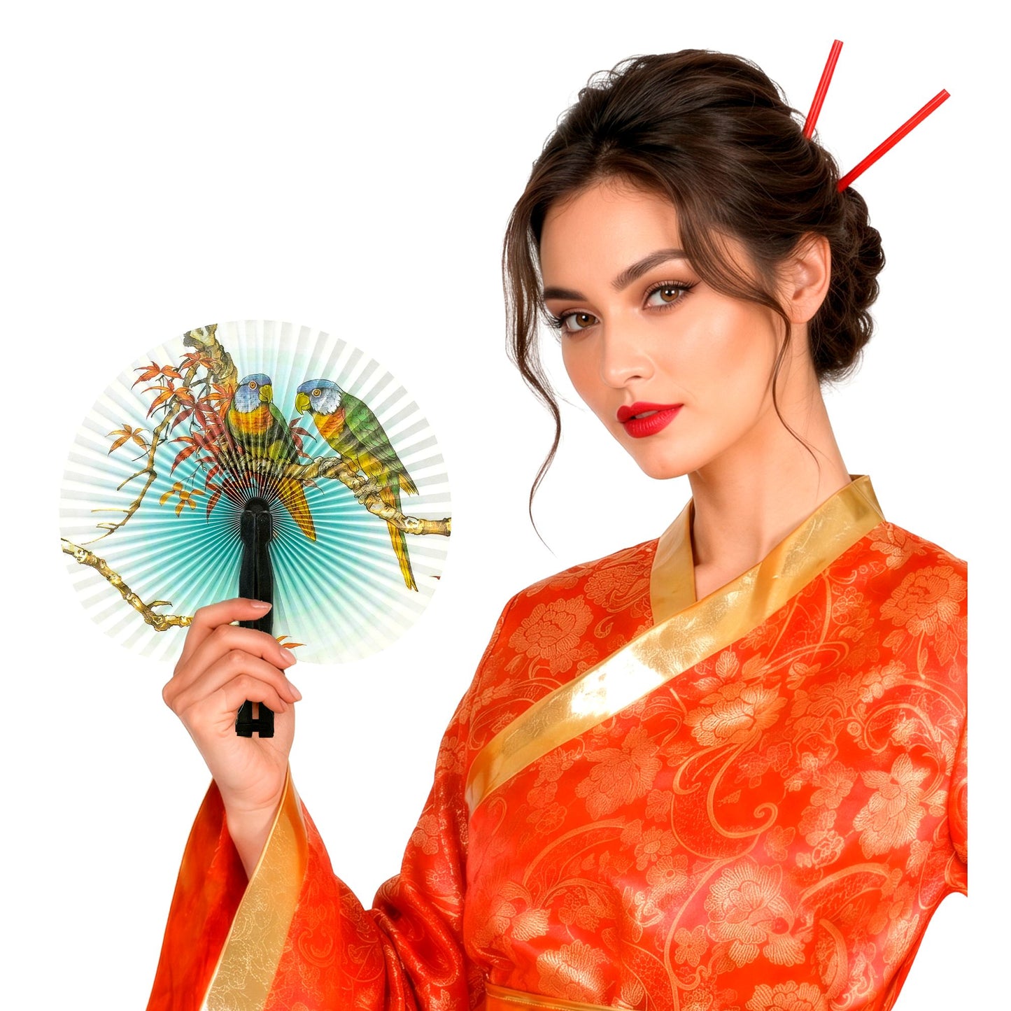 "FÄCHER ORIENTALISCH AUS PAPIER" 23 cm - sort. in 2 Farben – Detailansicht