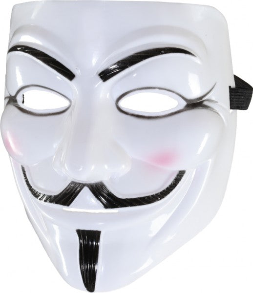 Fasnacht24 Vendetta Anonymous Kunststoff Maske – Weiss, Leicht - Fasnacht24.ch – Produktansicht