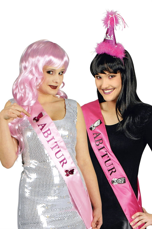 Fasnacht24.ch Abi Abitur Schärpe Pink Satin Graduation Accessory