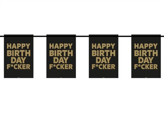 Happy Birthday Fucker Girlande Schwarz Gold 6m Fasnacht24.ch