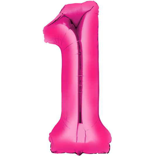 Folienballon Zahl 1 Pink – 86 cm – Fasnacht24.ch Partydeko