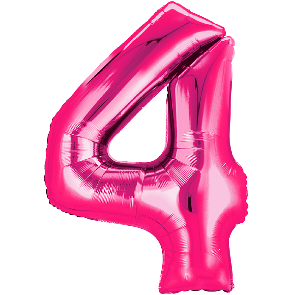 Folienballon Zahl 4 Pink – 86cm Heliumballon von Fasnacht24 - Fasnacht24.ch