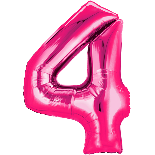 Fasnacht24.ch Folienballon Zahl 4 Pink 86cm Heliumballon von Fasnacht24