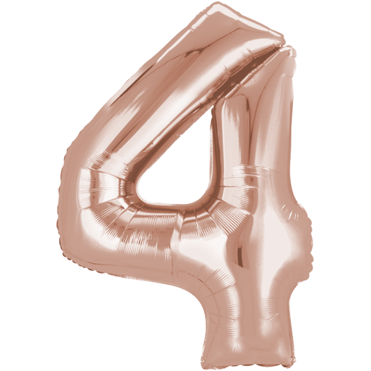Fasnacht24.ch Folienballon Zahl 4 Rosegold – Anagram 86 cm Partydeko