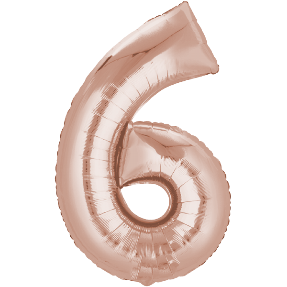 Folienballon Zahl 6 Roségold – Anagram 86 cm Partydeko - Fasnacht24.ch