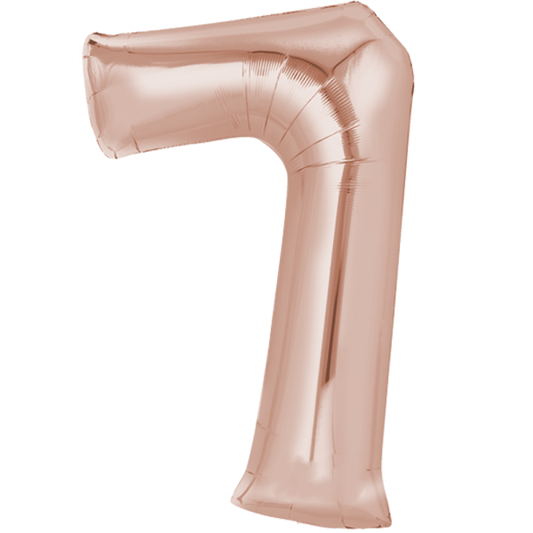 Fasnacht24.ch Anagram Folienballon Zahl 7 Roségold 86 cm