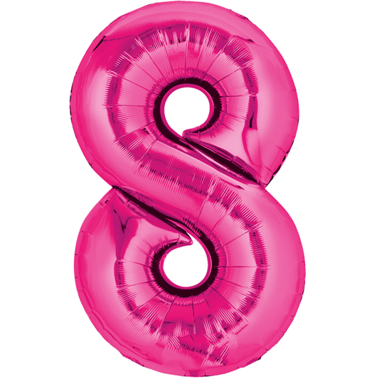 Folienballon Zahl 8 Pink – 86cm – Fasnacht24.ch Partydeko