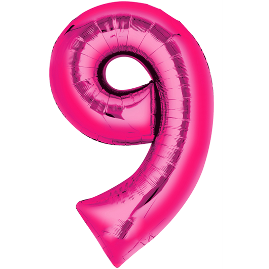 Fasnacht24.ch Folat Zahlenballon 9 Pink 86 cm Folienballon Partydeko