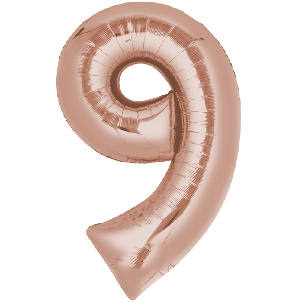 Folienballon Zahl 9 Rose Gold – Anagram Helium Ballon 86 cm - Fasnacht24.ch