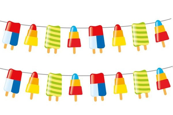 Wimpelkette 10m Mit Eis Deko – UV-Beständig | Fasnacht24.ch Sommer Party - Fasnacht24.ch