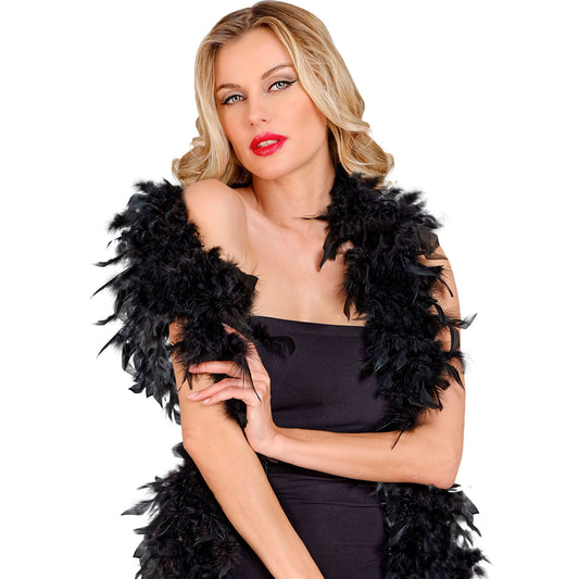 "FEDERBOA SCHWARZ - 1,80 m - 80 g – Vorderansicht