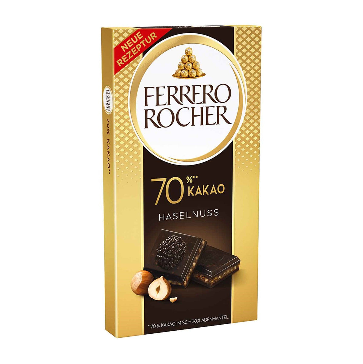 Ferrero Rocher Tafel Zartbitter 90 g mit Haselnusscreme und Haselnussstückchen