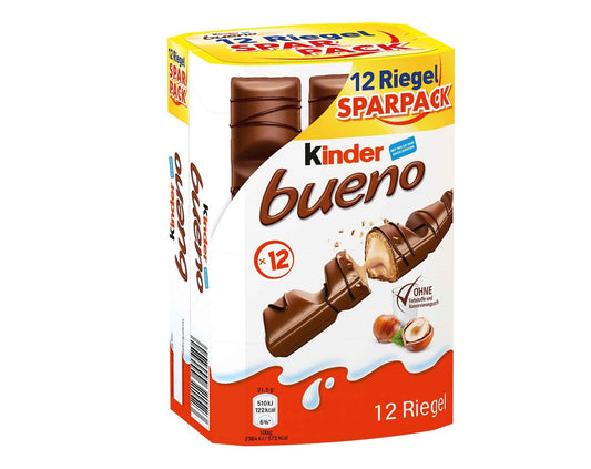 Ferrero kinder bueno Big Pack 12er mit Milch-Haselnuss-Cremefüllung und Milchschokolade