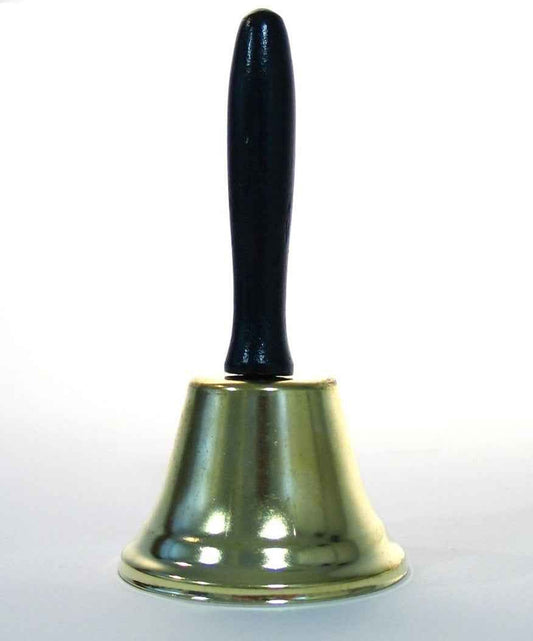 Festartikel Müller goldene Weihnachtsglocke mit schwarzem Holzgriff 13 cm