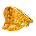 "FESTIVAL KAPPE GOLDENE PAILLETTEN MIT NIETEN UND GLITZERSTEINEN" – Vorderansicht