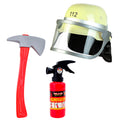 "FEUERWEHRMANN SET" (Helm, Axt, Feuerlöscher) – Vorderansicht
