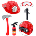 "FEUERWEHRMANN SET" (Helm mit taktischer Brille und Taschenlampe, Axt, Feuerlöscher) – Vorderansicht