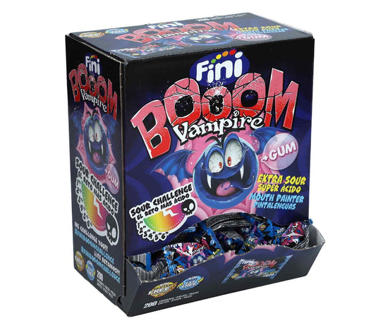 Fini Booom Vampire + Gum 200er Kaugummi Blaubeergeschmack Thekendisplay – Produktansicht