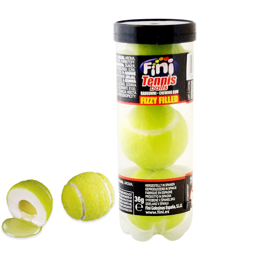 Fini Tennis Balls Fizzy 3er Kaugummi in Tennisball Form mit flüssiger Füllung – Produktansicht