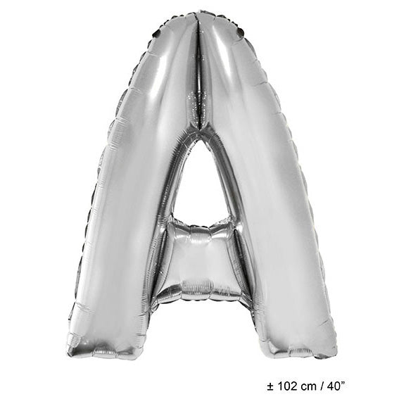 Folienballon Silber Letter A – 102 cm Riesenballon von FunnyFashion - Fasnacht24.ch