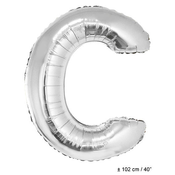 Folienballon Silber Letter C – 102 cm Riesenballon von FunnyFashion - Fasnacht24.ch