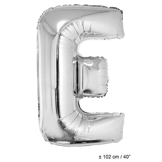 Buchstabenballon E Silber – FunnyFashion 102cm Folienballon - Fasnacht24.ch