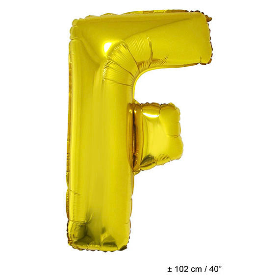 FunnyFashion Folienballon F Gold – Riesig 102 cm Buchstabenballon - Fasnacht24.ch