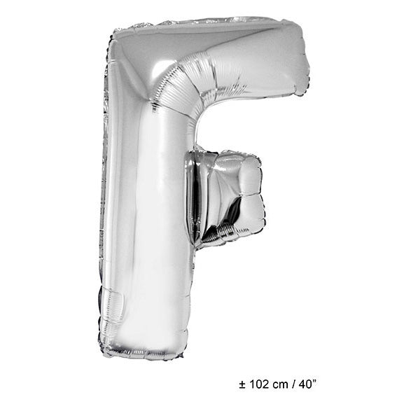 Buchstabenballon F Silber – FunnyFashion 102cm Riesen Folienballon - Fasnacht24.ch