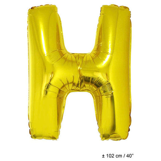 FunnyFashion Folienballon Buchstabe H Gold 102 cm Riesenballon Fasnacht24.ch