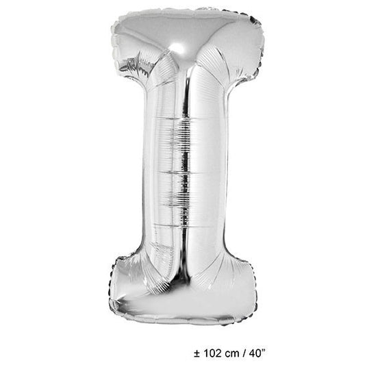 Buchstabenballon I Silber – FunnyFashion 102cm Riesen Folienballon
