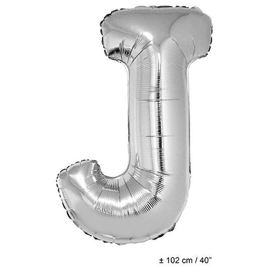 FunnyFashion Folienballon Silber – Riesen Buchstabe J 102cm - Fasnacht24.ch