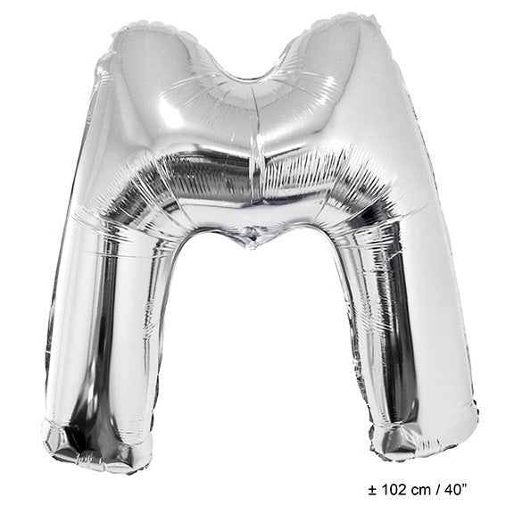Buchstabenballon M Silber – FunnyFashion Folienballon 102cm Giant - Fasnacht24.ch