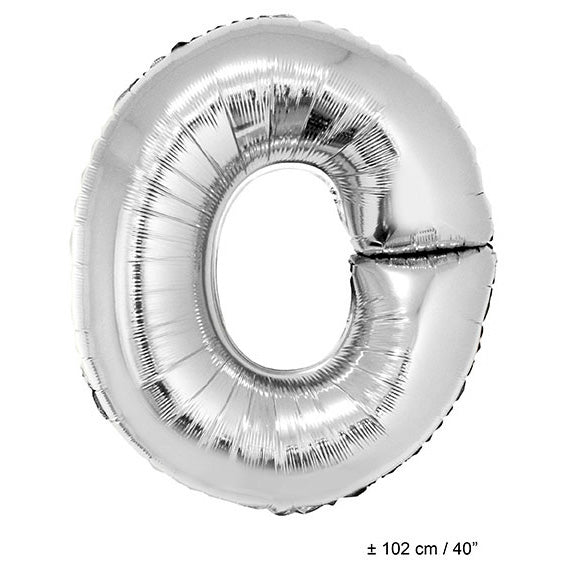 Buchstabenballon O Silber – FunnyFashion 102cm Folienballon Giant - Fasnacht24.ch