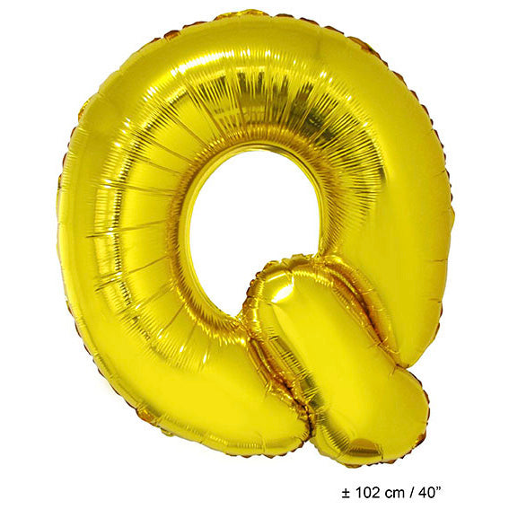 Buchstabenballon Q Gold – FunnyFashion Folienballon 102 cm - Fasnacht24.ch