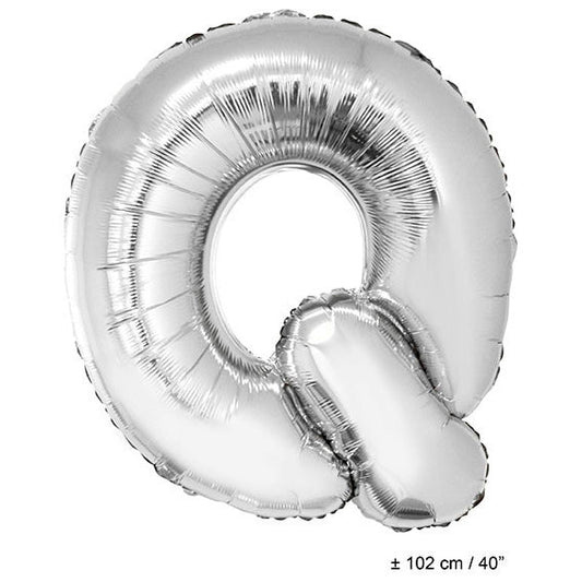 FunnyFashion Folienballon Buchstabe Q Silber 102 cm Riesenballon