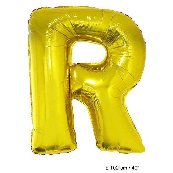 FunnyFashion Folienballon R Gold – 102 cm Riesiger Buchstabenballon - Fasnacht24.ch