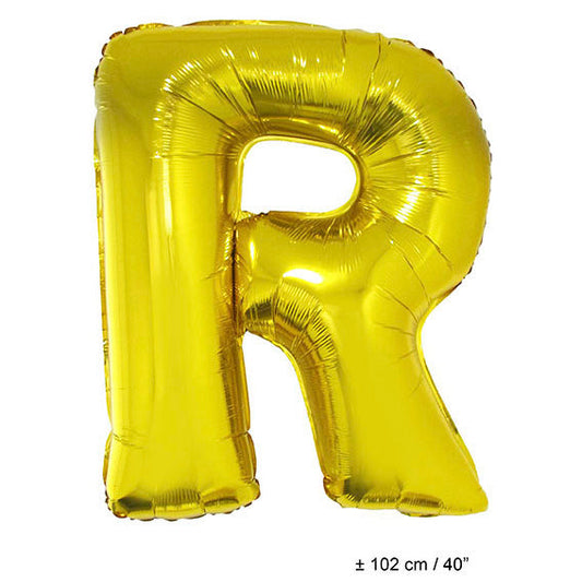 FunnyFashion Folienballon Buchstabe R Gold 102 cm Riesiger Buchstabenballon
