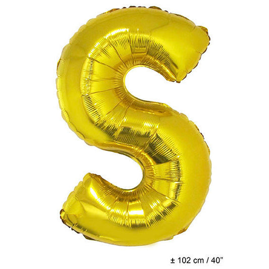 FunnyFashion Folienballon Buchstabe S Gold 102 cm Riesenballon - Fasnacht24.ch