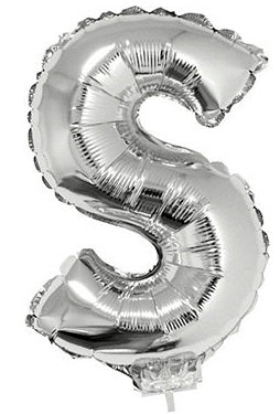 Buchstabenballon S Silber – FunnyFashion Folienballon 41cm - Fasnacht24.ch