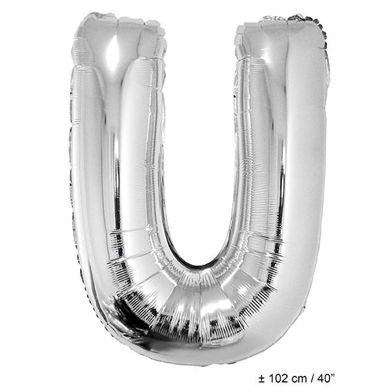 FunnyFashion Silber Folienballon Buchstabe U – Riesen 102 cm - Fasnacht24.ch