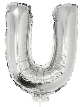 Buchstabenballon U Silber – 41cm Folienballon von FunnyFashion - Fasnacht24.ch